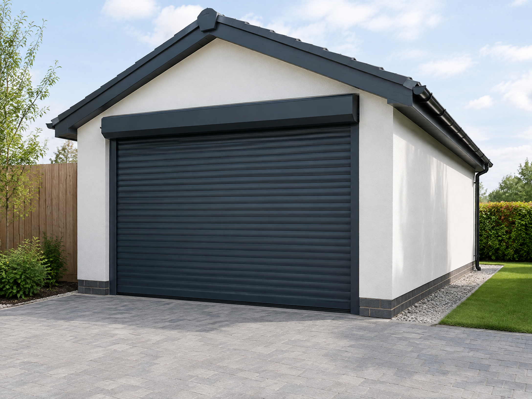 Roller garage door installed on a property